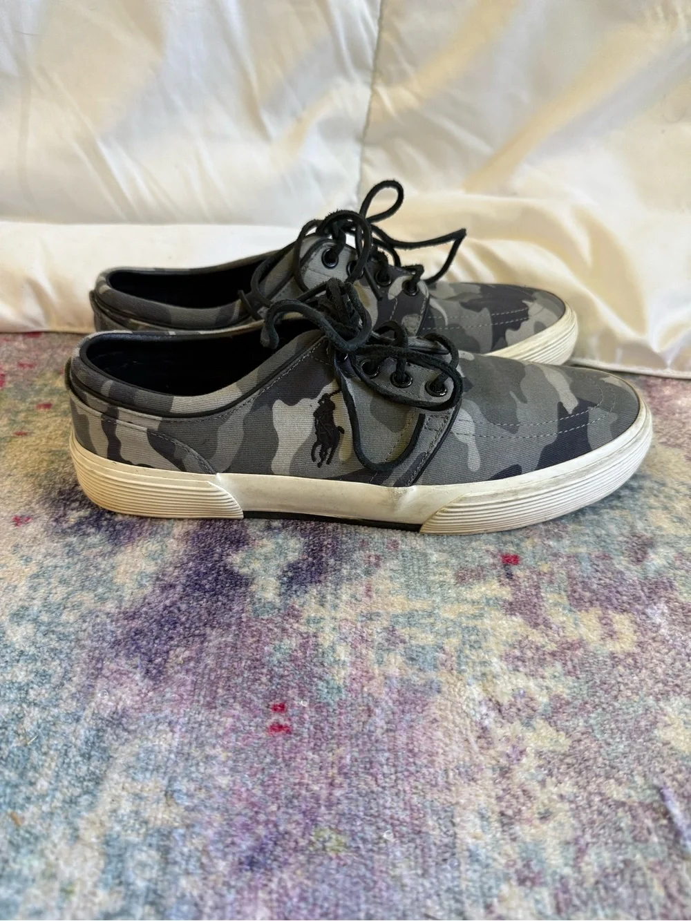 Polo Ralph Lauren Faxon Low Gray Camouflage Canvas Sneakers